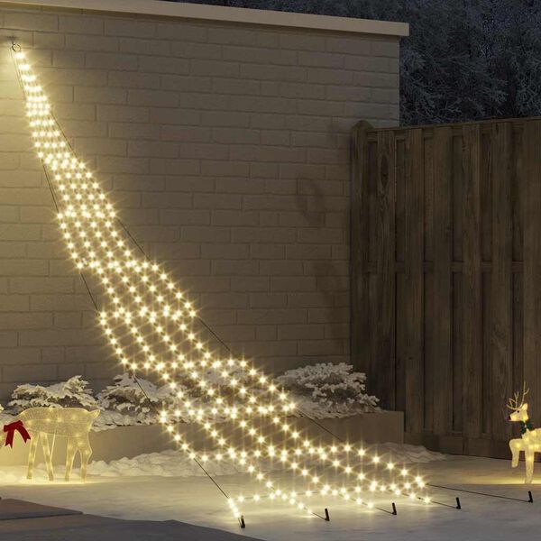 vidaXL Albero di Natale LED con picchetti per il terreno Bianco caldo