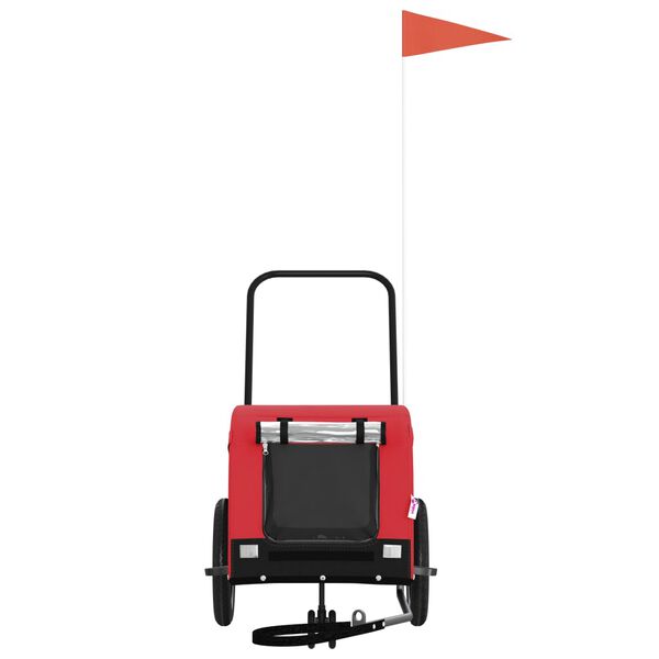 vidaXL Rimorchio da Bici per Animali Rosso e Nero Oxford e Ferro