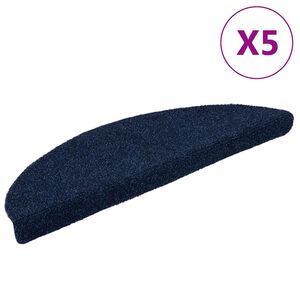 vidaXL Tappetini per scale autoadesivi 5 pz 56x17x3 cm blu navy semicircolari
