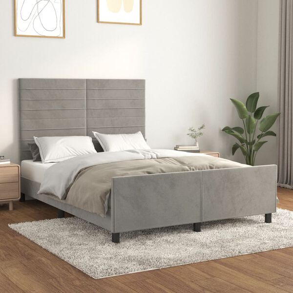 vidaXL Giroletto senza Materasso Grigio Chiaro 140x190 cm Velluto