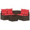 vidaXL Set di divani 6 pz Marrone e Rosso Rattan sintetico e Acciaio
