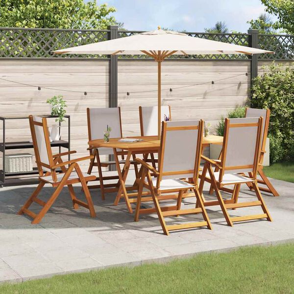 vidaXL Set Pranzo da Giardino 7pz Legno Massello di Acacia e Textilene