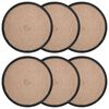 vidaXL Sottobicchieri in juta 6 pz Naturale e Nero 100% Juta Tossa