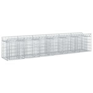 vidaXL Letto rialzato in gabbione 2 pz 300 x 50 x 60 cm Argento