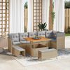 vidaXL Set Divano da Giardino con cuscino 9 pcs beige e grigio chiaro