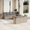 vidaXL Set Divani da Giardino 11 pz con Cuscini Beige in Polyrattan