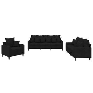 vidaXL Set di Divani 3 pz con Cuscini Nero in Velluto