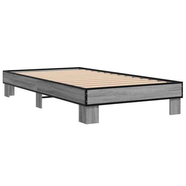 vidaXL Giroletto Grigio Sonoma 90x200 cm Legno Multistrato e Metallo
