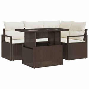 vidaXL Set Divano da Giardino 5 pz 4-Numero di posti Marrone e Crema