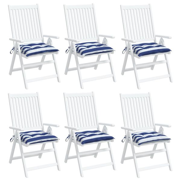 vidaXL Cuscini per Sedia 6pz Bianco e Blu 50x50x7 cm Tessuto Oxford