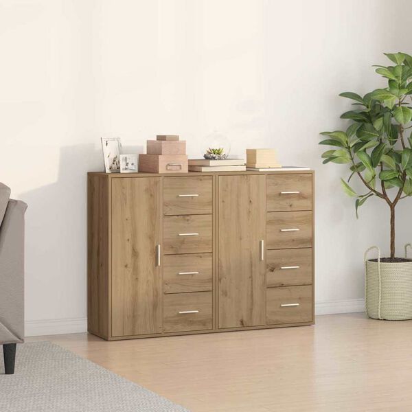 vidaXL Credenza con cassetto 2 pcs Rovere artigianale 60 x 31 x 84 cm