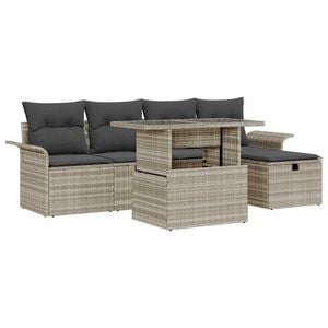 vidaXL Set Divano da Giardino 6 pcs Grigio chiaro Poly Rattan