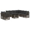 vidaXL Set Divano da Giardino 10 pz Grigio polyrattan
