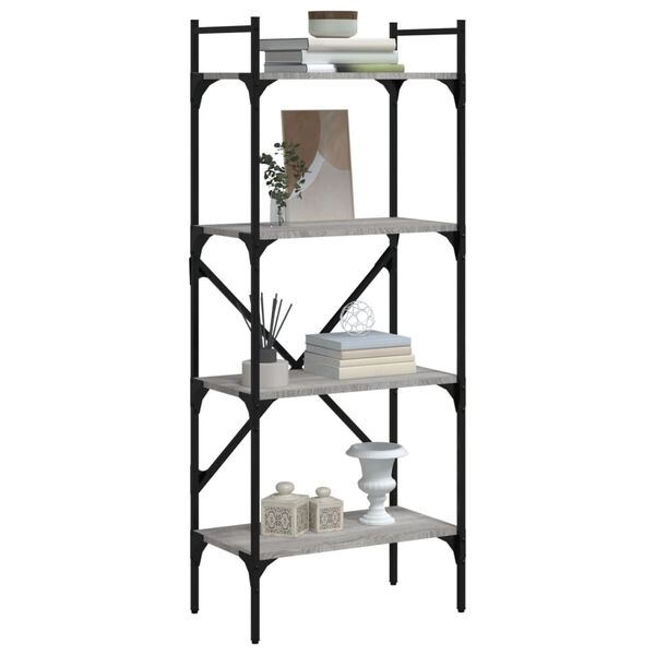 vidaXL Libreria Grigio Sonoma 4 Ripiani 56x31,5x138,5 cm Multistrato