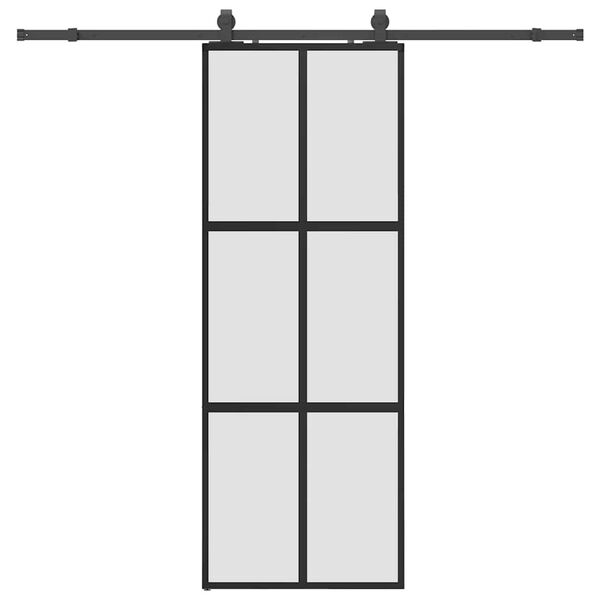 vidaXL Porta Scorrevole Set Ferramenta Nera 76x205 cm Vetro Temperato