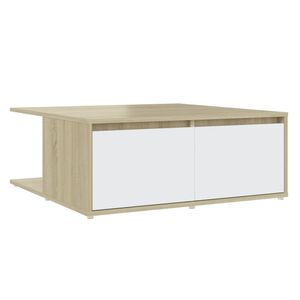 vidaXL Tavolino Salotto Bianco e Rovere Sonoma 80x80x31cm Multistrato