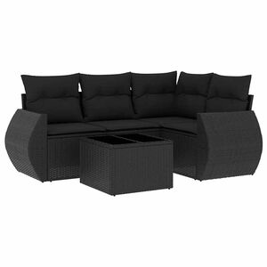 vidaXL Set Divani da Giardino 5 pz con Cuscini in Polyrattan Nero