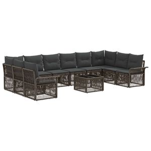vidaXL Set Divano da Giardino 11 pz Grigio polyrattan