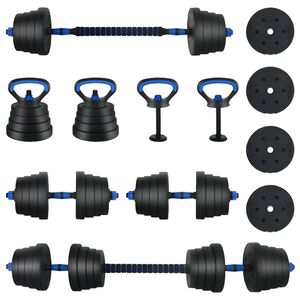 vidaXL Set di Manubri 4-in-1 40kg Nero e Blu Cemento e sabbia di ferro
