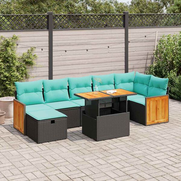 vidaXL Set Divano da Giardino 8pz con Cuscini Grigio Polyrattan Acacia