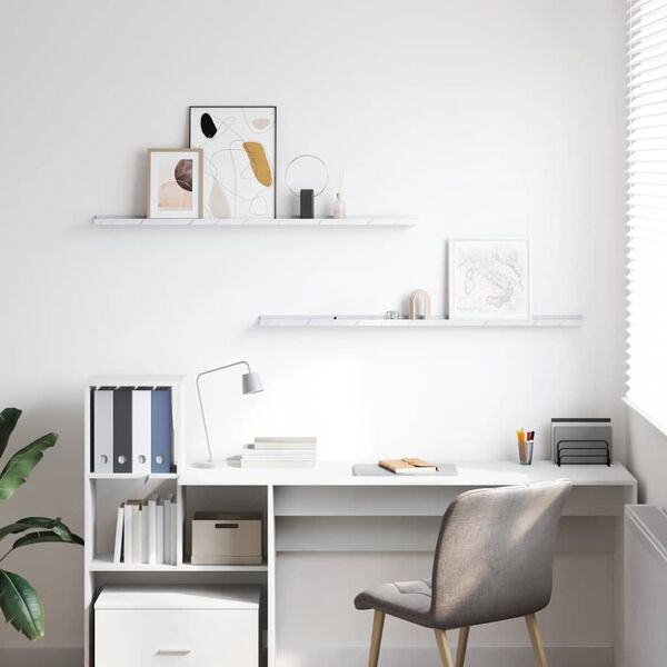 vidaXL Scaffale da parete 2 pcs Marmo Bianco 115 x 9 x 3 cm