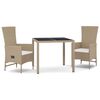 vidaXL Set da Pranzo da Giardino 3 pz con Cuscini Beige in Polyrattan