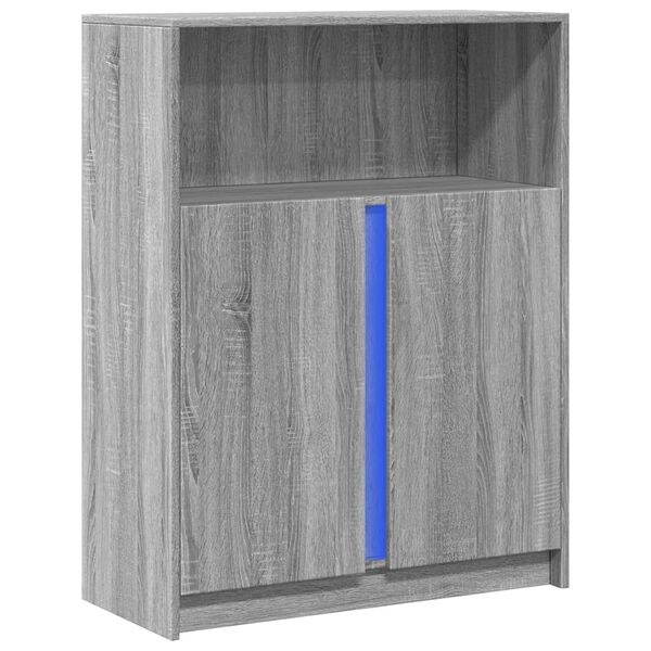 vidaXL Credenza con LED Grigio Sonoma 77x34x100cm in Legno Multistrato