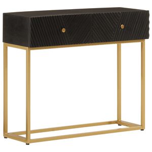 vidaXL Tavolo Consolle Nero 90x30x76cm Legno Massello di Mango e Ferro