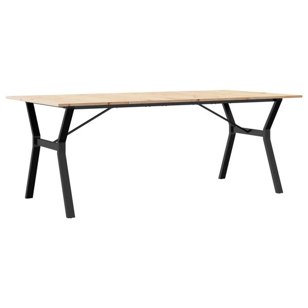 vidaXL Tavolo da Pranzo Telaio a Y 200x100x75 cm Legno Pino e Acciaio