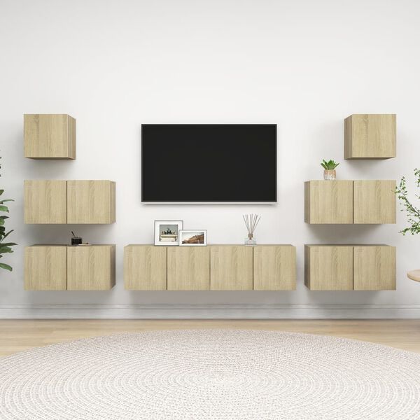 vidaXL Set di Mobili Porta TV 8 pz Rovere Sonoma in Legno Multistrato