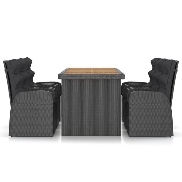 vidaXL Set da Pranzo da Giardino 7 pz con Cuscini in Polyrattan Nero