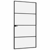 vidaXL Porta Interna Nera 102x201,5 Vetro Temperato Alluminio Sottile