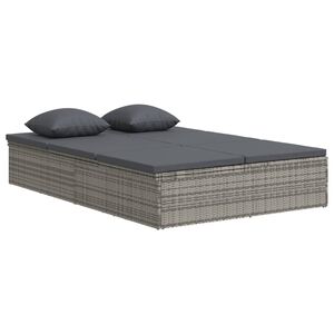 vidaXL Lettino Reclinabile con Cuscini in Polyrattan Grigio Scuro