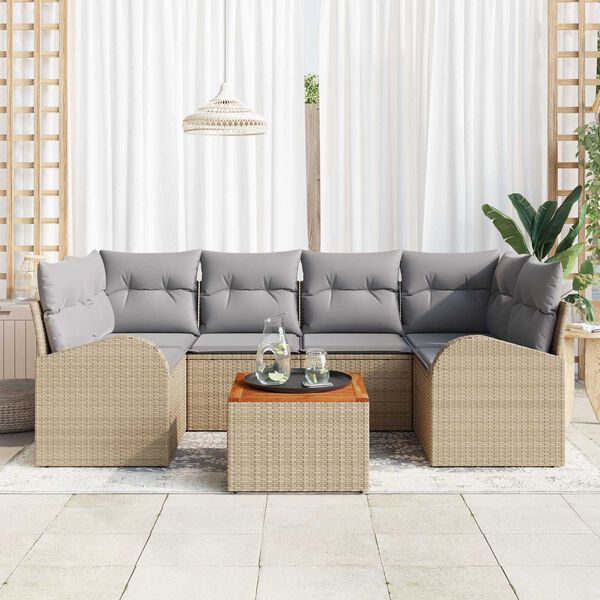vidaXL Set Divano da Giardino 7 pcs beige e grigio chiaro