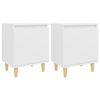 vidaXL Comodini con Gambe in Legno Massello 2pz Bianchi 40x30x50 cm