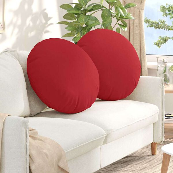 vidaXL Cuscini per Seduta 2 pcs Rosso &Oslash;60 x 21 cm Tessuto