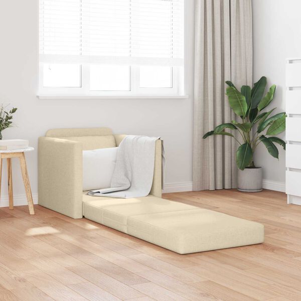 vidaXL Divano Letto da Terra 2 in 1 Crema 112x174x55 cm Tessuto