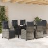 vidaXL Set da Pranzo per Giardino con cuscino 7 pcs Grigio polyrattan