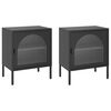 vidaXL Comodini 2 pz Neri 50x35x60 cm in Vetro e Acciaio