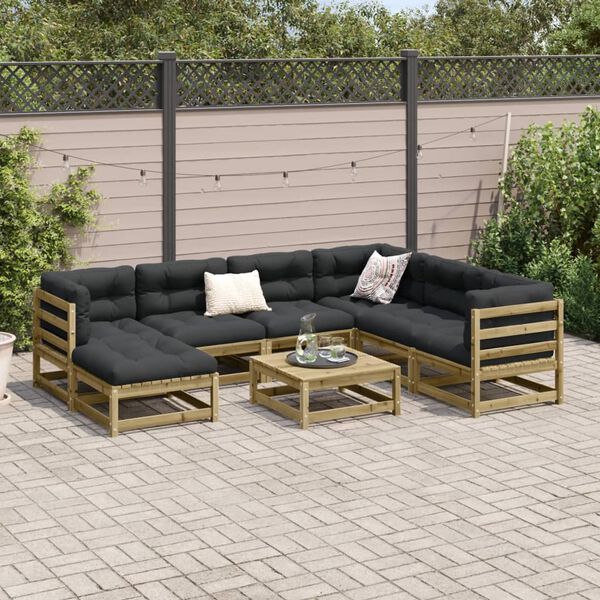 vidaXL Set Divani da Giardino 8 pz in Legno Impregnato di Pino