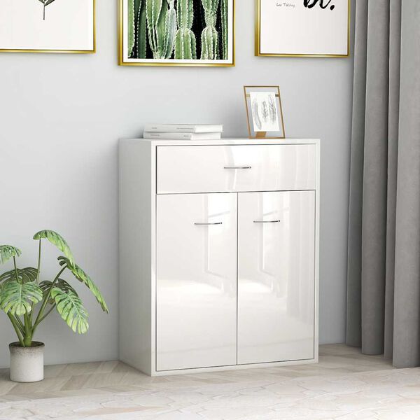 vidaXL Credenza Bianco Lucido 60x30x75 cm in Legno Multistrato