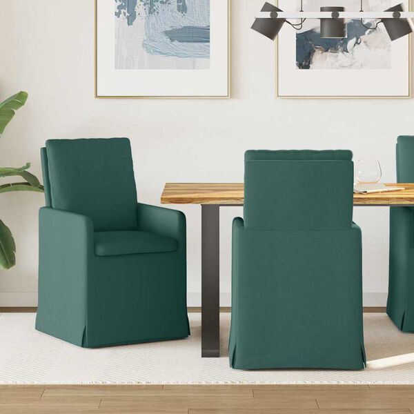 vidaXL Sedie da pranzo 2 pcs Verde scuro 57 x 67 x 98 cm Tessuto