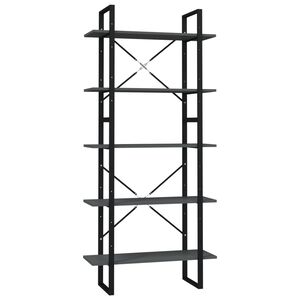 vidaXL Libreria a 5 Ripiani Grigia 80x30x175 cm in Legno Multistrato