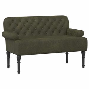 vidaXL Loveseat con bottoni imbottiti Verde militare 120 x 65 x 78 cm