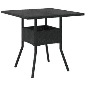 vidaXL Tavolo da Giardino Piano in Vetro Nero 80x80x75 cm Polyrattan