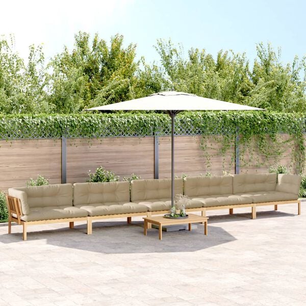 vidaXL Set Divano Pallet da Giardino 6 pz con Cuscini Massello Acacia