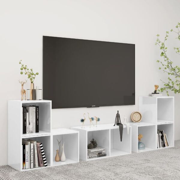 vidaXL Set Mobili Porta TV 6 pz Bianco in Legno Multistrato