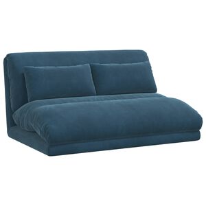 vidaXL Sedia a pavimento regolabile Blu Velluto