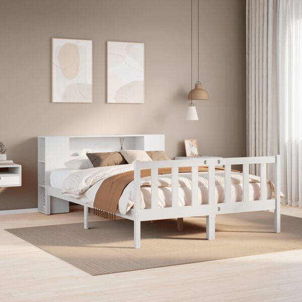 vidaXL Letto Libreria senza Materasso Bianco 160x200 cm Legno di Pino