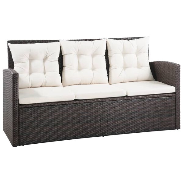 vidaXL Set Divani da Giardino 5 pz con Cuscini in Polyrattan Marrone